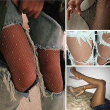 Fashion Women's  Crystal Rhinestone Fishnet Elastic Stockings Fish Net Tights Pantyhose sexy 2024 - buy cheap