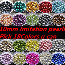 Imitação de pérolas Beads Jóias Rodada Escolha 18 Cores 10mm 200 pçs/lote ABS Pearl Spacer Beads Moda Colar DIY Fazer 2024 - compre barato