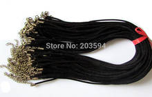 50pcs black suede leather necklace cord with bronze end cap and lobster clasps 2024 - buy cheap