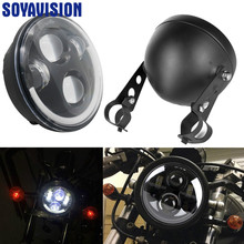 Faro de ojo de Ángel DRL para motocicleta, con carcasa de 5 5,75 pulgadas para Sportsters XG XR VRSCD Dyna proyector LED NEGRO, redondo, 3/4 2024 - compra barato