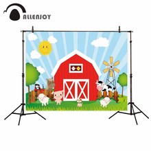 Allenjoy kids background for photography sunny wood house pinweel animals grassland red birthday farm backdrop baby photophone 2024 - buy cheap
