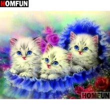 HOMFUN Full Square/Round Drill 5D DIY Diamond Painting "Animal cat" Embroidery Cross Stitch 5D Home Decor Gift A15318 2024 - buy cheap