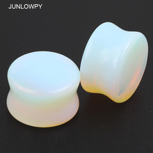 JUNLOWPY Piercing Plugs Opalite Semi-Precious Stone Solid Saddle Fit Plugs Ear Gauges Ear Plugs Tunnels Double Flared Stretcher 2024 - buy cheap