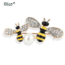 RHao Enamel bee Brooches mother and kids Couple Honeybee Brooches for Women Men clothes jewelry accessories cute rhinestone pins 2024 - buy cheap