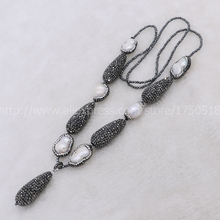 Модное богемное ожерелье, жемчужное, ручная работа, druzy, Ожерелье Из Натурального Гематита 2 мм, черное ожерелье с подвеской, ожерелье 700 2024 - купить недорого