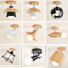 LukLoy-Lámpara LED de techo de madera nórdica, creativa, para dormitorio, comedor, accesorio de iluminación, pasillo, balcón 2024 - compra barato