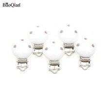 5Pcs W Wooden Metal Baby Pacifier Clips Holders Clothing Round Clasps DIY Baby Suspender Garment Clips Accessories 29x45mm 2024 - buy cheap