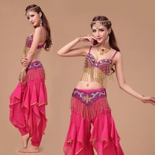 Belly Dance Costume S/M/L 3pcs Bra&Belt&Pants Sexy Dancing women dance clothes Set bellydance wear 4 color Indian Dresses 2024 - buy cheap