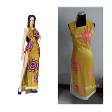 2016 Anime One piece character Boa Hancock cosplay dress Yellow sleeveless cheongsam Autumn 2024 - buy cheap