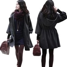 Size XS-6XL (bust 132cm) 2016 autumn and winter women new coat cashmere coat ladies hooded drawstring thick woolen coat 2024 - buy cheap