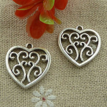 Abalorios de corazón plateado tibetano, abalorios de 22x21mm, 135 piezas, #1188 2024 - compra barato