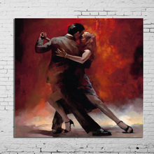 Quadros pintados à mão para amantes do tango, pintura a óleo abstrata moderna em tela, arte de parede para sala de estar, decoração de casa, 100% 2024 - compre barato