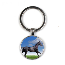 Akhal-teke horses keychain beautiful cabochon glass Ahalje Golden Horse key chain exquisite fashion bag car key gift 2024 - buy cheap