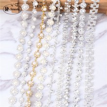 Free Shipping Fake Pearl Beaded Lace Trim Vintage Mesh Fabric Paillette Lace Beaded Pearl Trim Braid Lace Applique RS1701 2024 - buy cheap