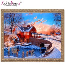 Sophie Beauty New embroidery diy diamond painting cross stitch kits diamond mosaic crystal Forest Snow Villa needlework home Art 2024 - buy cheap