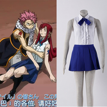 Fashion Animal Fairy Tail Cosplay Costume Erza Scarlet White Shirt And Blue Skirt Cosplay Set Clothing For Women 2024 - buy cheap