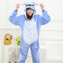 Blue Stitch Adult Kigurumi Onesie Women Animal Costume Fancy Soft Anime Cosplay Onepiece Winter Jumpsuit 2024 - buy cheap