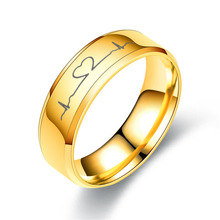 Кольцо на палец из титановой стали для мужчин и пар кольца с ЭКГ черное серебристое покрытое кольцо для женщин ювелирные изделия Свадебные аксессуары кольцо для женщин 2024 - купить недорого