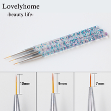 3Pcs/set Nail Gel Drawing Painting Nail Liner Brush Transparent Acrylic Glitter Sequins Handle Nail Brushes For Manicure Tool 2024 - buy cheap
