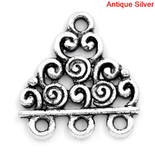 Doreen Box Lovely Connectors Findings Triangle Silver Color Loops Carved 4 Holes 18x17mm, 50PCs (B25943) 2024 - buy cheap