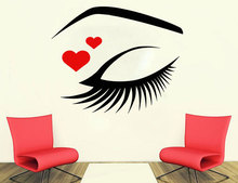 Eyelish With Red Heart Wall Decal Eye Eyelashes Lashes Eyebrows Brows Beauty Salon Vinyl Sticker Make Up Room Decoration SL29 2024 - buy cheap