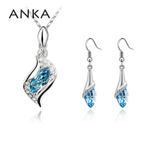 ANKA-Conjunto de Collar y joyería de plata de ley, conjunto de joyería de diseño único para boda, conjunto de Collar de cristal, cristales de Austria #83944 2024 - compra barato
