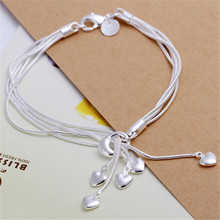 Regalo de San Valentín para mujer, joyería popular de color plateado de alta calidad, pulsera de corazón de 5 cadenas, H067 2024 - compra barato