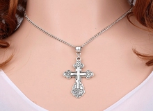 Filigree Cross Necklace Pendant Charms Vintage Silver Choker Collar Statement Chain For Women Jewelry DIY Accessories Gifts A356 2024 - buy cheap