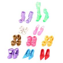 10 пар модных кукольных туфель, разноцветные Босоножки на каблуке для кукол, аксессуары, наряд принцессы, фотоаксессуары для девочек 2024 - купить недорого