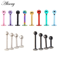 Alisouy 1Piece Surgical Steel Assorted Colors Labret Stud Lip Piercing Ear Cartilage Tragus Helix Ring Fashion Charming Jewelry 2024 - buy cheap