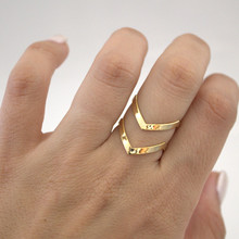 Jisensp Vintage Jewelry Retro Double V-Shaped Ring Boho Knuckle Midi Finger Rings Adjustable Anillos Geometric Bague Femme R248 2024 - buy cheap