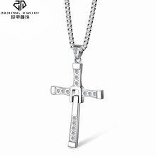 The Fast and The Furious Cross Pendant Necklaces Dominic Toretto Charm Rhinestone Jewelry 2024 - buy cheap