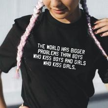 Женская футболка с большими проблемами, чем у мальчиков, которые целуют мальчиков, футболка, женские топы, забавная футболка, Женские повседневные футболки 2024 - купить недорого
