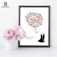 Bride Groom Flying The Beautiful Balloons DIY Fingerprint Signature Guestbook Free Name Date As Wedding Souvenir For Party Decor 2024 - buy cheap