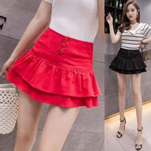 Denim short skirt women 2019 spring and summer single-breasted high waist skirt pleated pettiskirt A word skirt 2024 - buy cheap