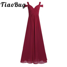 Tiaobug Women Ladies Chiffon Off-The-Shoulder Bridesmaid Dresses Floor Length Formal Occasion Prom Gowns Bridesmaid Dresses 2024 - buy cheap