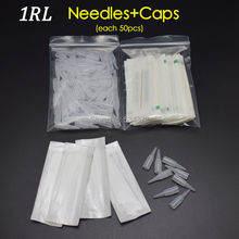 1R (needles + tips each 50pcs ) Promotional Professional Permanent Makeup Machine Eyebrow Needles With Tips Caps 2024 - buy cheap