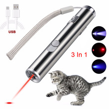 Mini lazer Red Laser Pointer USB Rechargeable 3 In 1  Pen Flashlight Charging UV Torch Pen Flashlight Multifunction Lamp 2024 - buy cheap