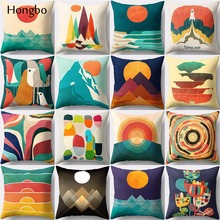 Hongbo 1 Pcs Creative Sun Birds Mountain Printed Pillow Case Cushion Cover Bed Pillowcase for Car Sofa Home Decor 2024 - buy cheap