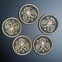 Trumpet Golden Russia National Emblem Patches Iron On Coat Fine Eagle Back Rubber Embroidery Clothing Accessories Biker Patches 2024 - buy cheap