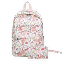 Conjunto de Mochila con estampado bonito para mujer, morral de lona para adolescentes, mochilas escolares para ordenador portátil 2024 - compra barato