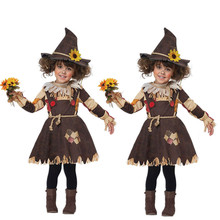 Детский маскарадный костюм пугало с украшением в виде шляпы, костюм для девочек на Хэллоуин, вечевечерние, косплей 2024 - купить недорого