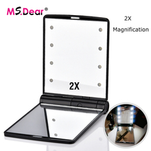 2X Magnifying LED Touch Screen Makeup Mirror Cosmetic Folding Portable Compact Pocket Travel 8 LED Lights 2 Side Makeup Tools 2024 - buy cheap