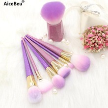 AiceBeu 7pcs Highlighter Makeup Brushes Matte Makeup Brushes Purple Glitter EyeShadow Foundation Powder Brush Diamond Brushes 2024 - buy cheap