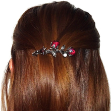 Clássico feminino jóias elegante rosa hairpin liga cristal jóias clipe de cabelo pétala preto efeito menina acessórios de cabelo presente 2024 - compre barato