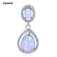 29mm Designers Anniversary White Fire Opal Fashion jewelry stamp Silver Necklace Pendants for women OP471B 2024 - buy cheap