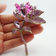 Rhinestone jewelry fashion elegant pink crystal rhinestone  flower brooch pin for woman 2024 - buy cheap