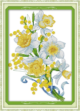 Elegant daffodil cross stitch kit aida 14ct 11ct count print canvas stitches embroidery DIY handmade needlework 2024 - buy cheap