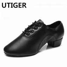Big Size 25-45 New Modern boy s Children Men's Ballroom Latin Tango Dance Shoes man Salsa heeled black dancing shoes WD038 2024 - buy cheap