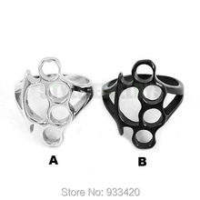 Silver Black color Knuckles Boxing Glove Ring Stainless Steel Jewelry Fashion Motor Biker Women Ring Wholesale R0554SEB 2024 - buy cheap